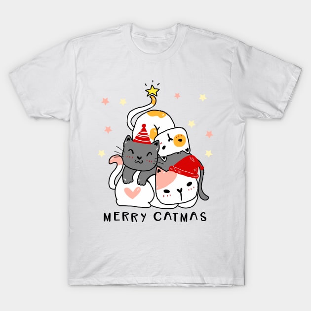 Merry Catmas T-Shirt by stark.shop